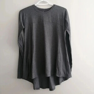 Lululemon Acadia Grey Long Sleeve Shirt Pima Cotton Hi Low Flare Hem Small